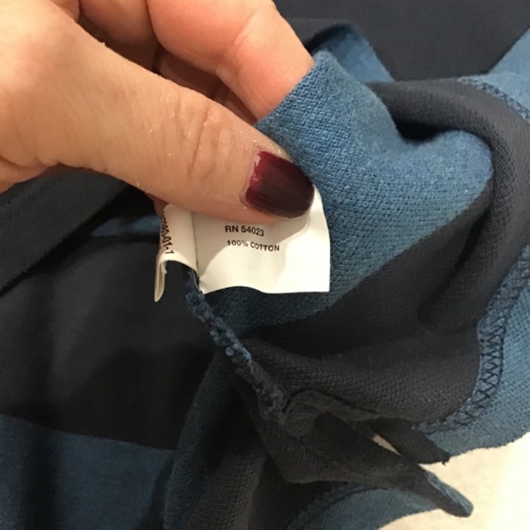 Gap Men Size XXL Navy Stripe Rugby Classic Fit Pique Polo Shirt Casual Cotton - Picture 4 of 6